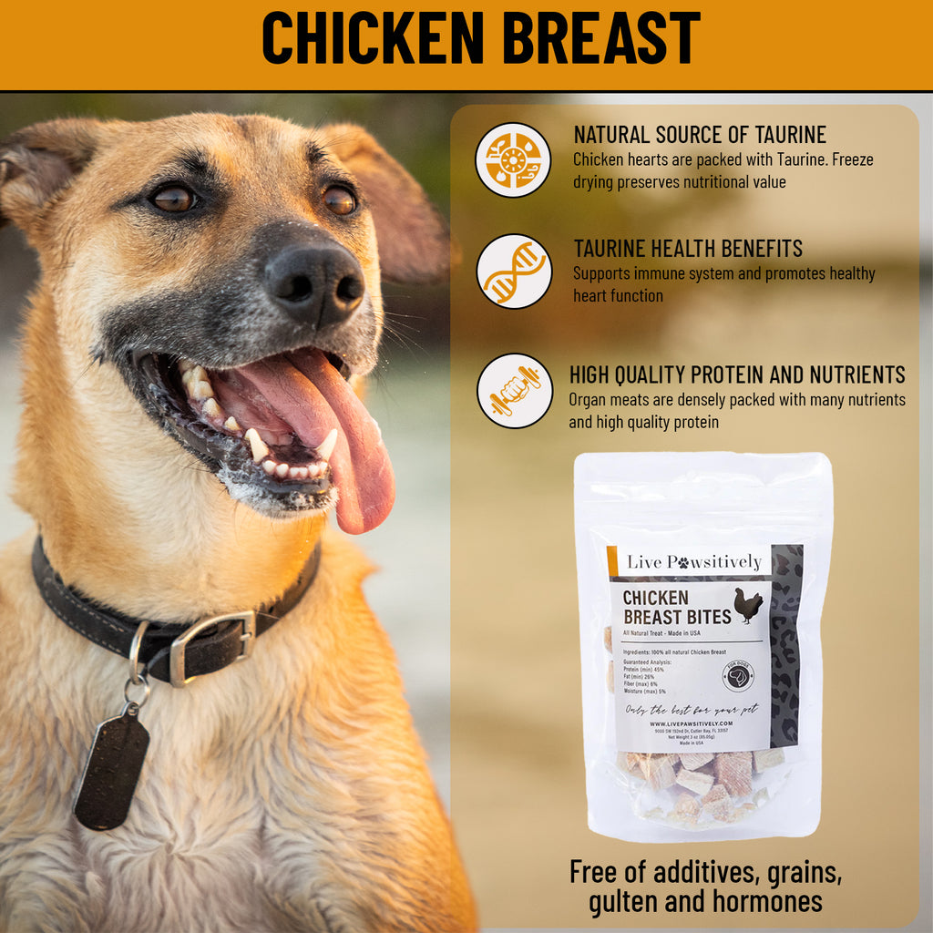 Chicken Breast Bites Freeze Dried For Dogs and Cats 3 oz