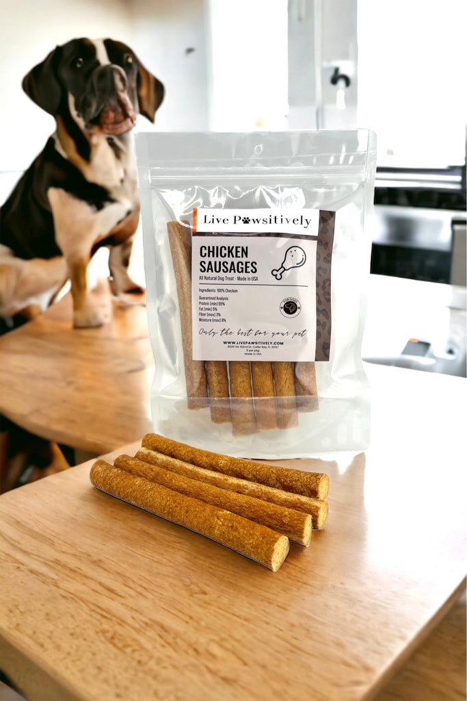 Chicken Sausage Natural Dog Treat, Made in USA, 6 sticks