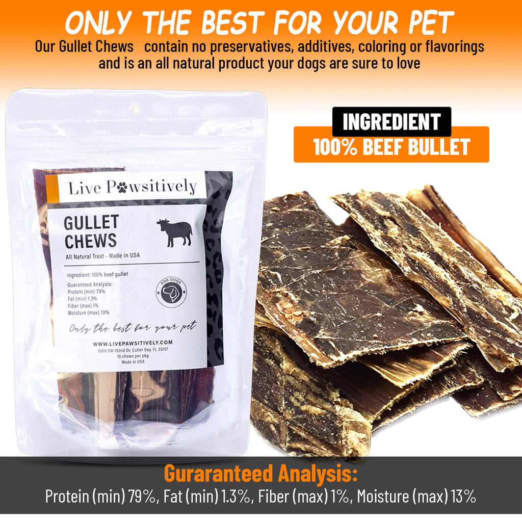 Live Pawsitively Gullet Chews (10 six inch chews per pack)