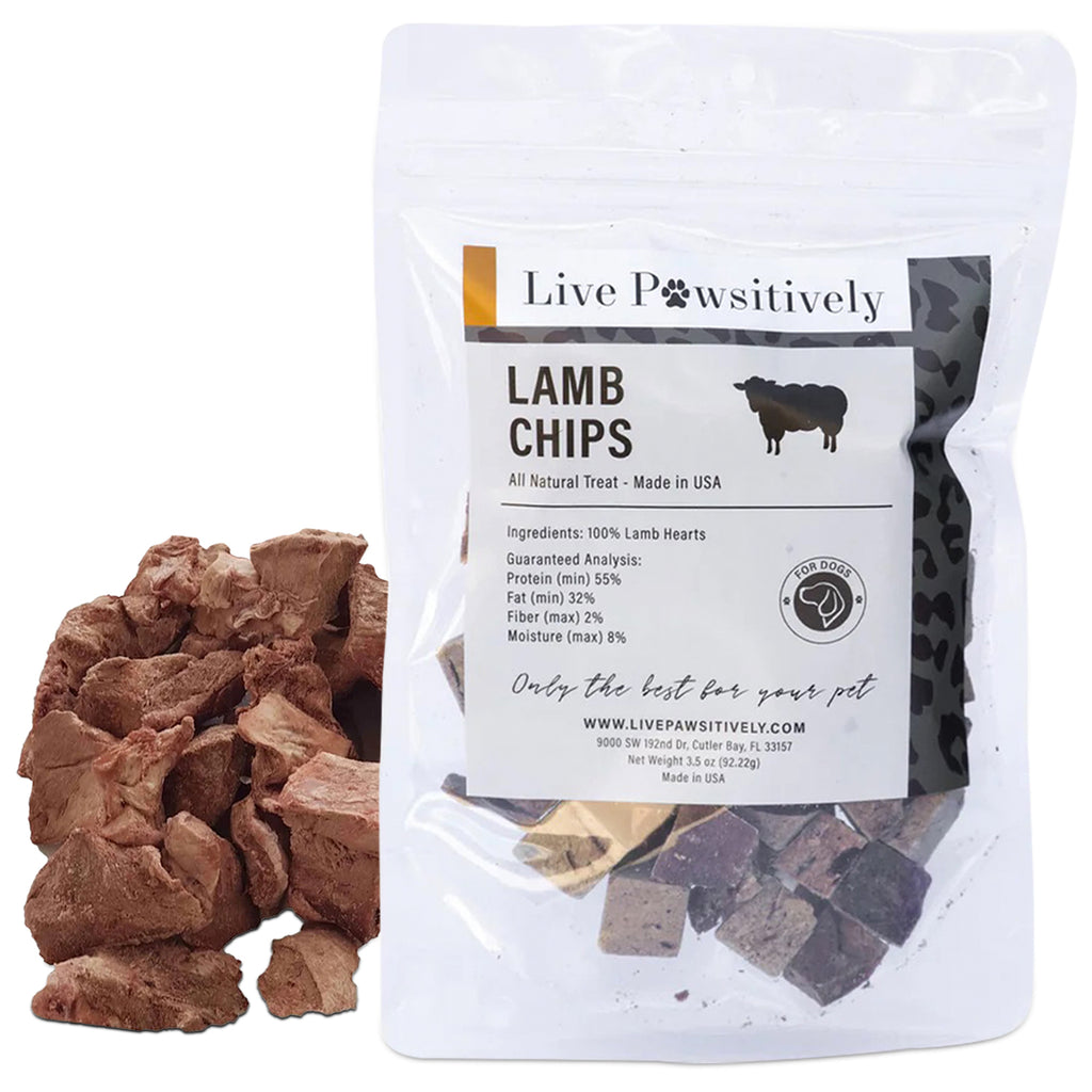 Lamb Chips Freeze Dried Lamb Hearts for dogs and cats